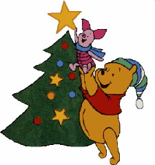 Winnie de Pooh en Knorretje met kerstboom