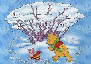 kerst Winnie de Pooh met Knorretje in de sneeuw