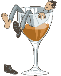 dronken man in wijnglas