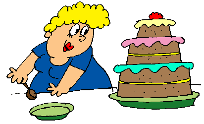 dikke vrouw met taart