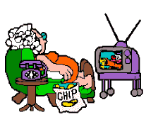 dikke vrouw chips eten bij de TV