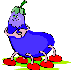 aubergine met pootjes