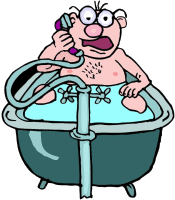 in het bad telefoneren