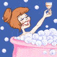 vrouw drinks wijn in het bad