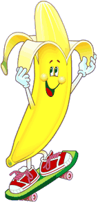 banaan op skateboard