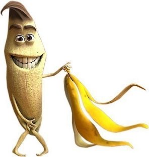 bananen man trekt schil uit