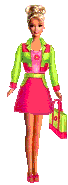 Barbie met rose en groen jurkje