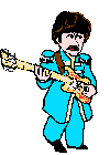 The Beatles George met blauw pak