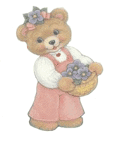 beer met mandje met bloemen