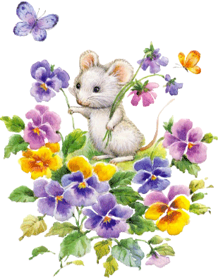 muis met bloemen