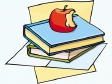 studieboeken met een afgekloven appel erop