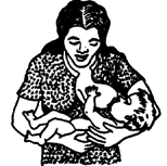 borstvoeding zwartwit plaatje met baby
