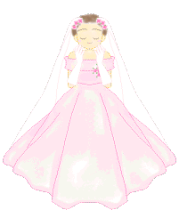 bruid in roze bruidsjurk