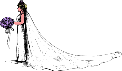 bruid in jurk met lange sleep