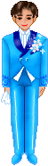 bruidegom in blauw pak