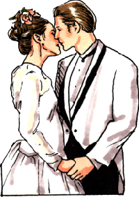 bruidspaar kust elkaar