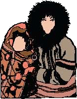 eskimo vrouw met eskimo baby