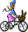 fietsen, vrouw op fiets