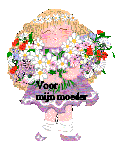 moederdag, meisje met bloemen voor moeder