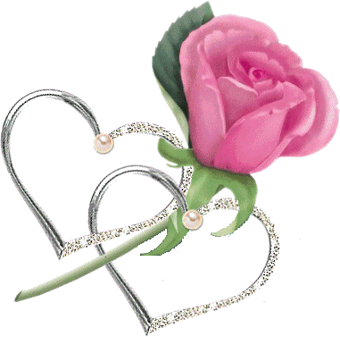 rose roos met twee glitter harten