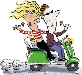 man en vrouw op scooter