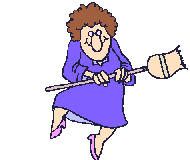 oude dame danst met bezem