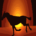 paard met ondergaande zon