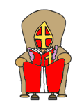 Sinterklaas leest uit boek voor