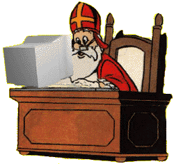 Sinterklaas achter computer