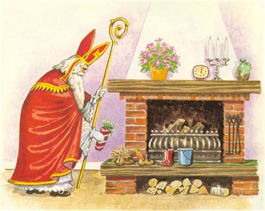 Sinterklaas bij de haard